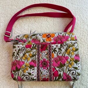 Vera Bradley Pink Orange Floral Tech Zip Around Bag Hardcase Purse Briefcase